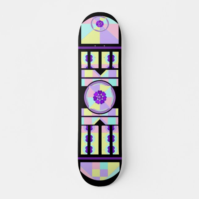 Pastel colours & purple hearts beating skateboard (Front)