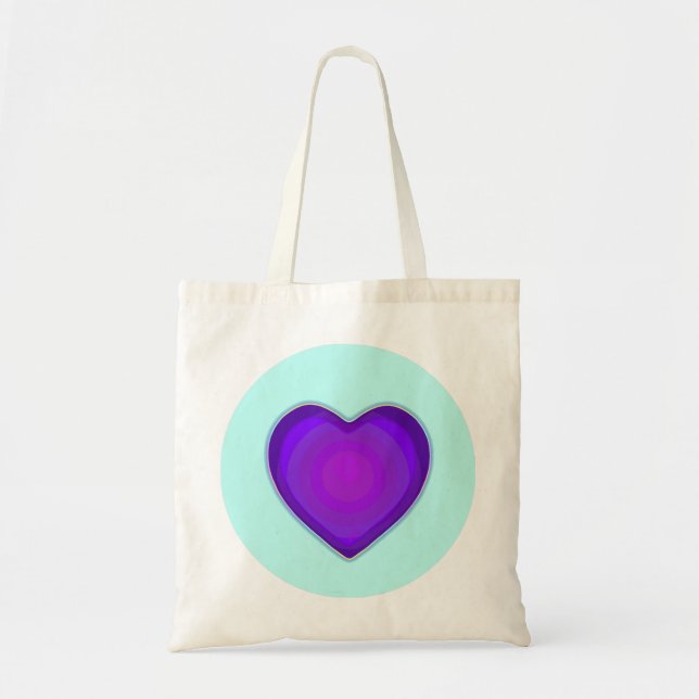Pastel colours & purple hearts beating tote bag (Front)