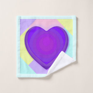Pastel colours & purple hearts beating wash cloth