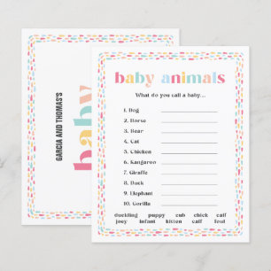 Pastel Colours Rainbow Baby Shower Animal Name Gam