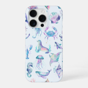 Pastel colours sea animals pattern iPhone 16 pro case