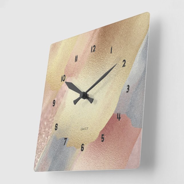 Pastel Colours Shimmering look brushstrokes Square Wall Clock (Angle)