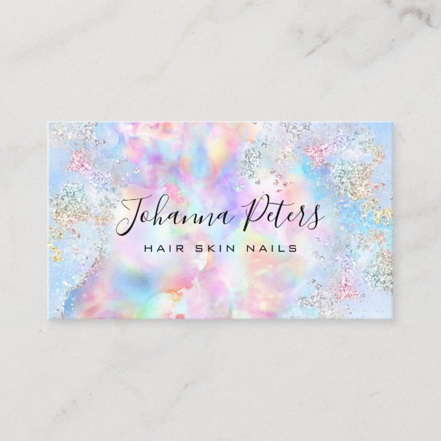 pastel colours simulated glitter business card (Front)