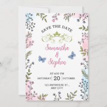 Pastel Colours Sketch Illustrative Floral Save The