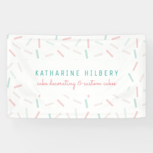 Pastel Colours Sprinkles White Cake Decorating Banner