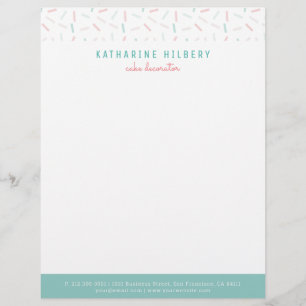 Pastel Colours Sprinkles White Custom Letterhead
