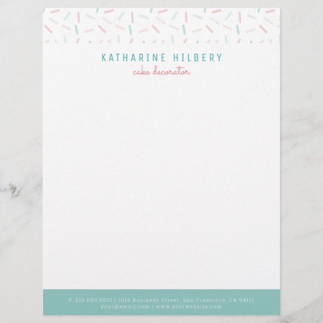 Pastel Colours Sprinkles White Custom Letterhead (Front)