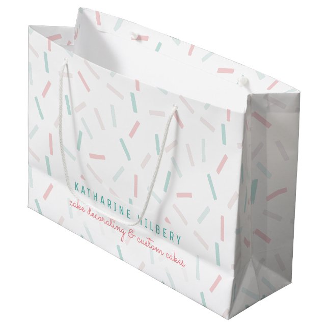 Pastel Colours Sprinkles White Large Gift Bag (Front Angled)