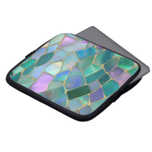 Pastel colours stained glass mosaic pattern laptop sleeve