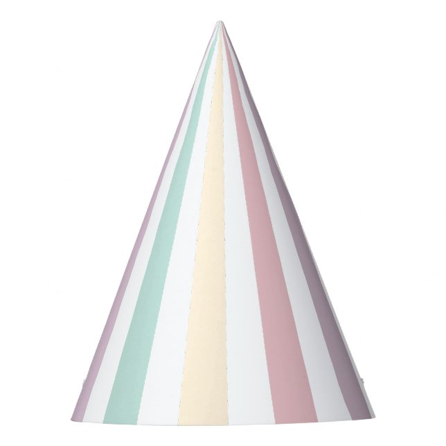 Pastel Colours Stripes Circus Kids Birthday Party Hat (Front)