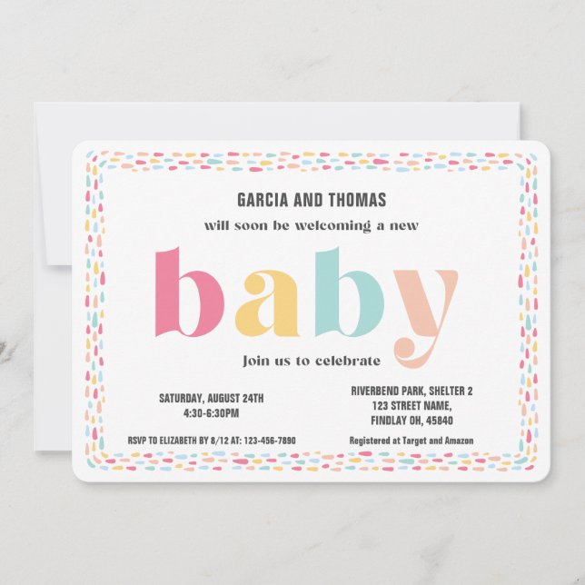 Pastel Colours Sweet Rainbow Baby Shower Invitation (Front)