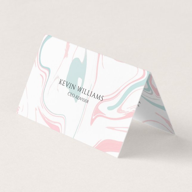Pastel colours swirly marble business card (Front)