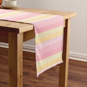 Pastel Colours Template Yellow Pink Purple Stripes Short Table Runner
