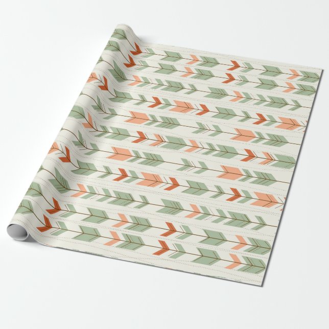 Pastel Colours Tribal Arrows Pattern Wrapping Paper (Unrolled)
