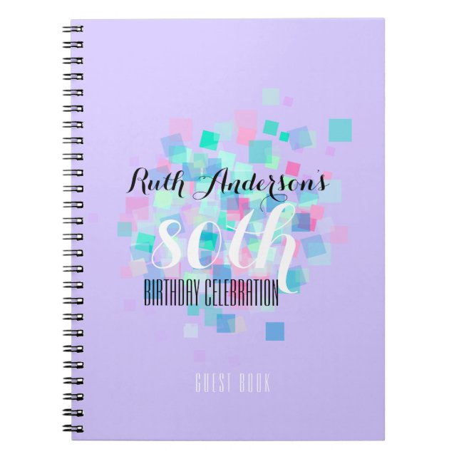 Pastel Colours V 80th Birthday Party Guest Book (Front)