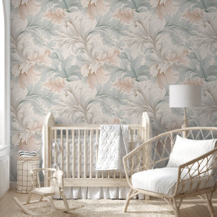 Pastel colours vintage baroque floral pattern wallpaper
