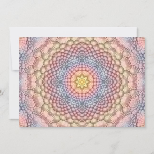 Pastel Colours Vintage Fractal Kaleidoscope Invitation (Front)