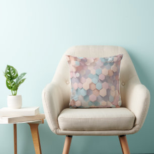 Pastel colours - Visual pattern of hexagons  Cushion