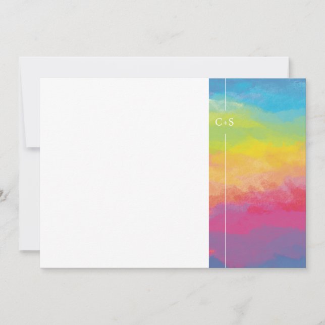 Pastel colours watercolor rainbow  invitation (Front)