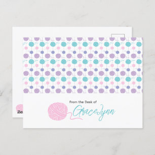 Pastel Colours Yarn Ball String Pattern Postcard