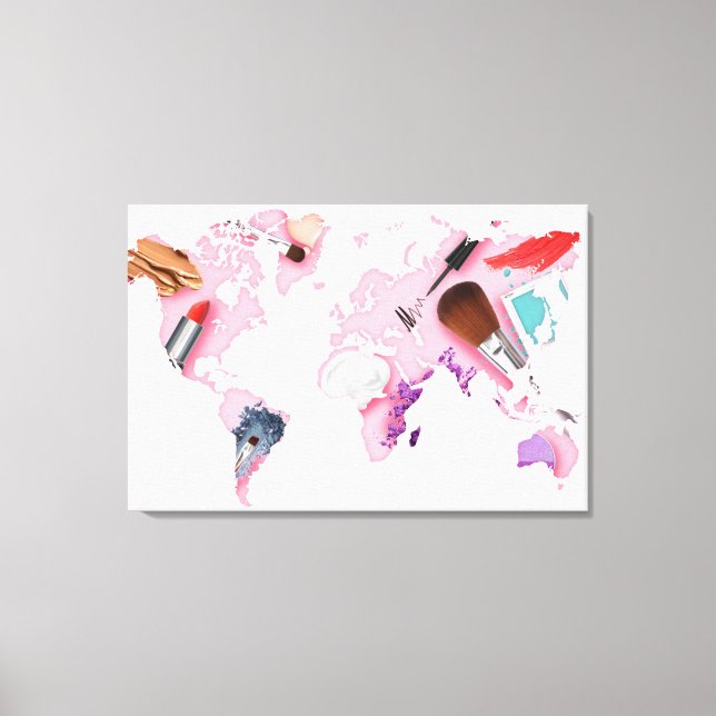 Pastel Comestics World Map Canvas Print (Front)