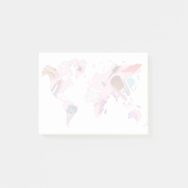 Pastel Comestics World Map Post-it Notes (Front)