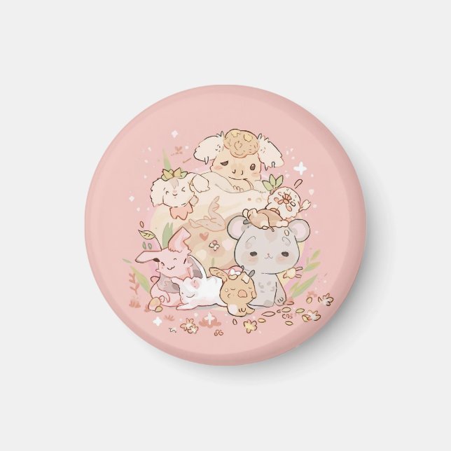 Pastel Companions in Bloom Magnet (Front)
