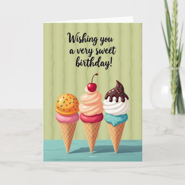 Pastel Cone Birthday Card (Front)