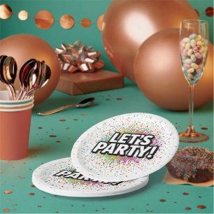 Pastel Confetti Baby Shower Paper Plates, Oh Baby Plate