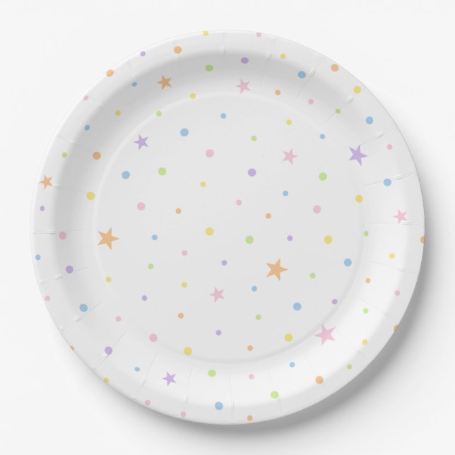 Pastel Confetti Birthday White Party Plate (Front)