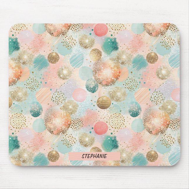 Pastel Confetti Glitter Abstract Pattern Mouse Mat (Front)