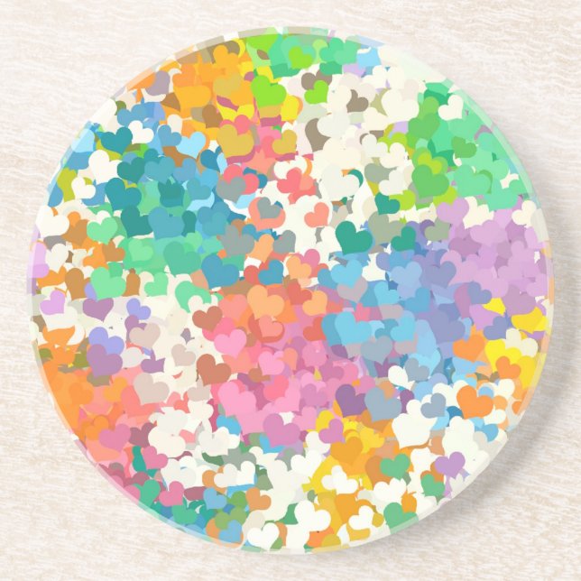 Pastel Confetti Hearts Coaster (Front)