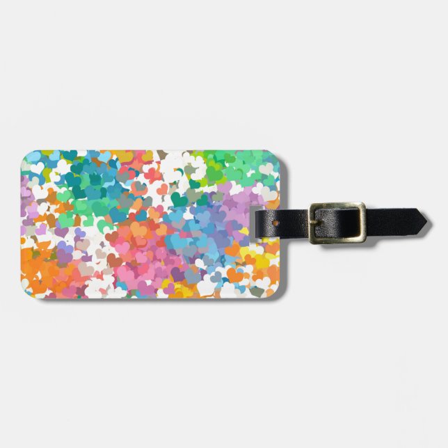 Pastel Confetti Hearts Luggage Tag (Front Horizontal)