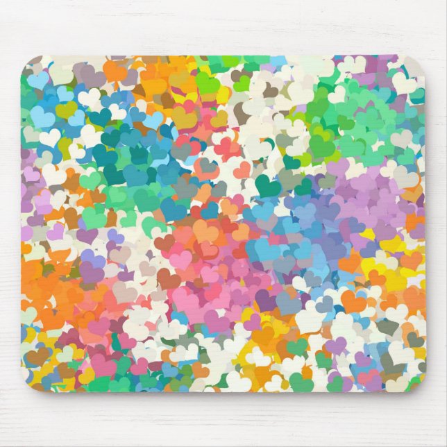 Pastel Confetti Hearts Mouse Mat (Front)