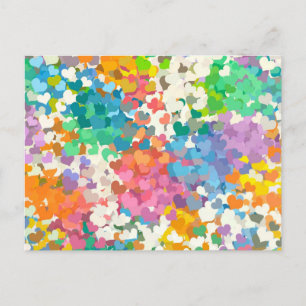 Pastel Confetti Hearts Postcard