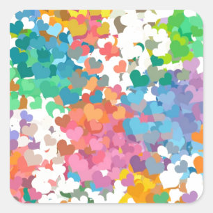 Pastel Confetti Hearts Square Sticker