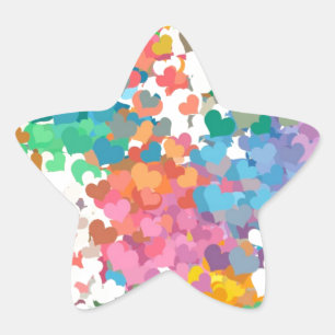 Pastel Confetti Hearts Star Sticker