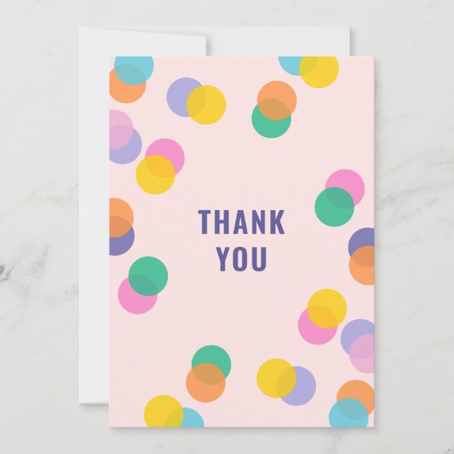 Pastel Confetti Kids Thank You Card (Front)