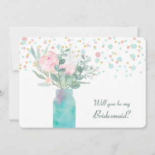 Pastel Confetti Mason Jar Bridesmaid Invite