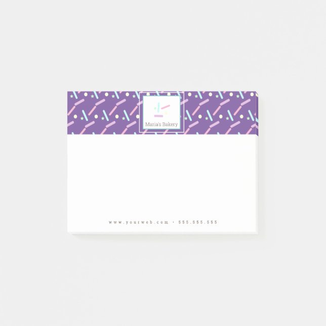 Pastel Confetti Sprinkles Bakery Cake Logo Post-it Notes (Front)