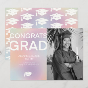 Pastel Congrats Grad Graduation Photo Announcement