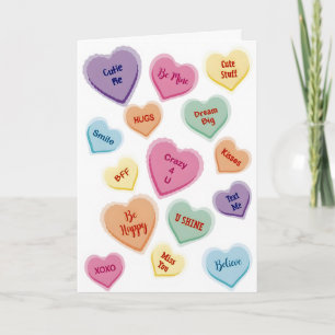 Pastel Conversation Candy Hearts Valentine’s Day Card