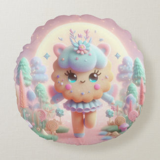 Pastel Cookie Fairy Round Cushion