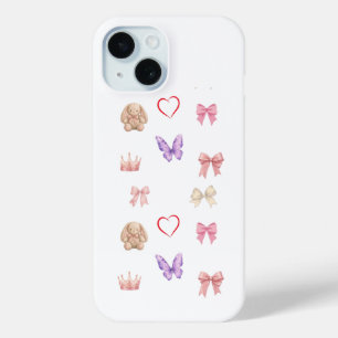 Pastel Coquette Bow Bunny Butterfly Cute Pink Aest iPhone 15 Case