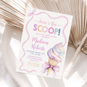 Pastel Coquette Ice Cream Girl Baby Shower Invitation