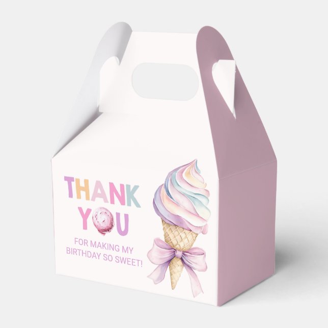 Pastel Coquette Ice Cream Girls Birthday Favour Box (Front Side)