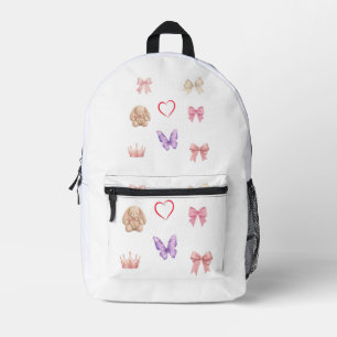 pastel coquette, pink bows, bunny aesthetic, butte printed backpack