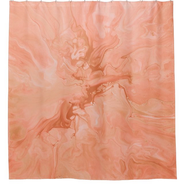 PASTEL CORAL ABSTRACT ILLUSTRATION SHOWER CURTAIN (Front)