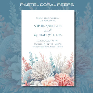 Pastel Coral-Beach Wedding Theme Invitation