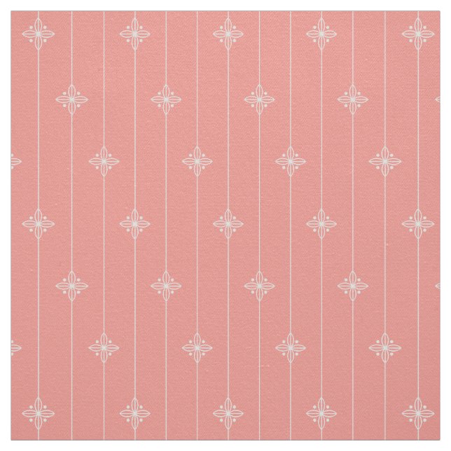 Pastel Coral Colour Floral Pattern Fabric (Swatch)